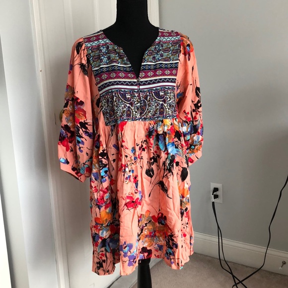 Peach Floral Dress - Picture 2 of 5